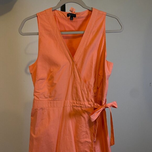 Talbots Coral Cotton Wrap Midi Dress - Picture 4 of 11